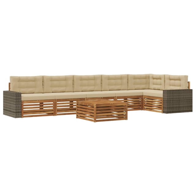 vidaXL Outdoor-Sofagarnitur 7 Stk Natur und Beige 79 x 79 x 37 cm 3383461