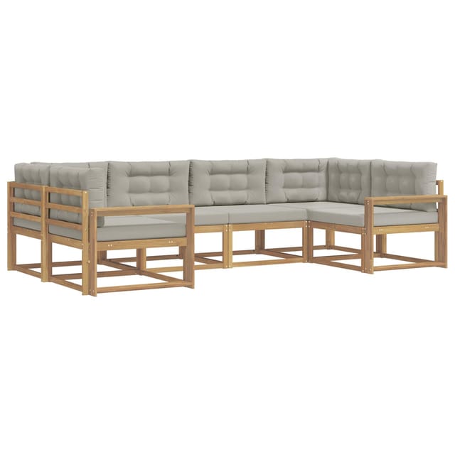 vidaXL Outdoor-Sofagarnitur mit Kissen 6 Stk Weiß und Hellgrau 3386940