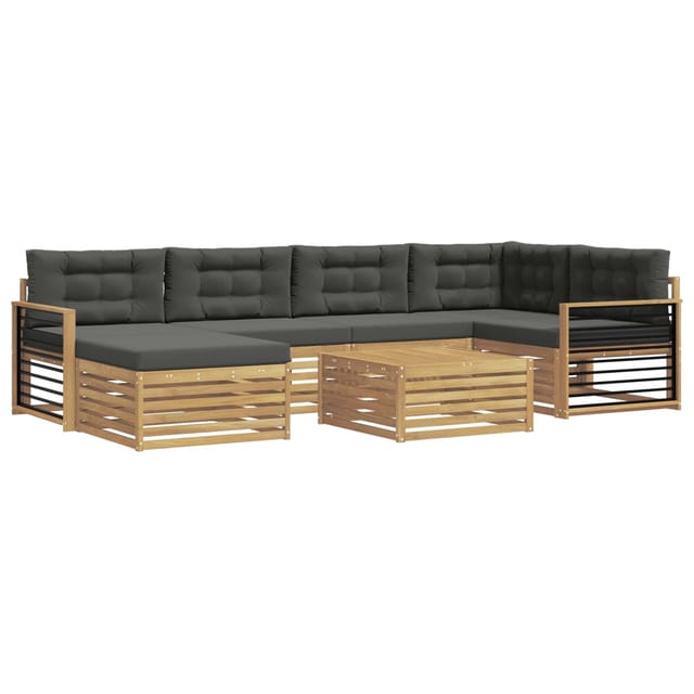 vidaXL Outdoor-Sofagarnitur mit Kissen 7 Stk Weiß und Anthrazit 3390817
