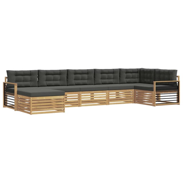 vidaXL Outdoor-Sofagarnitur mit Kissen 7 Stk Weiß und Anthrazit 3390857