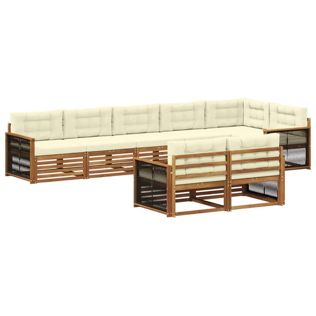 vidaXL Outdoor-Sofagarnitur mit Kissen 8 Stk Natur und Creme 3383503