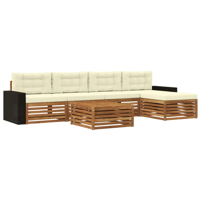 vidaXL Outdoor-Sofagarnitur 6 Stk Natur und Creme 79 x 79 x 37 cm 3383273