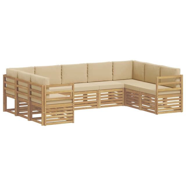 vidaXL Ecksofa Set 9 Stk Weiß und Beige 304 x 185,5 x 73 cm Polyester 3392488