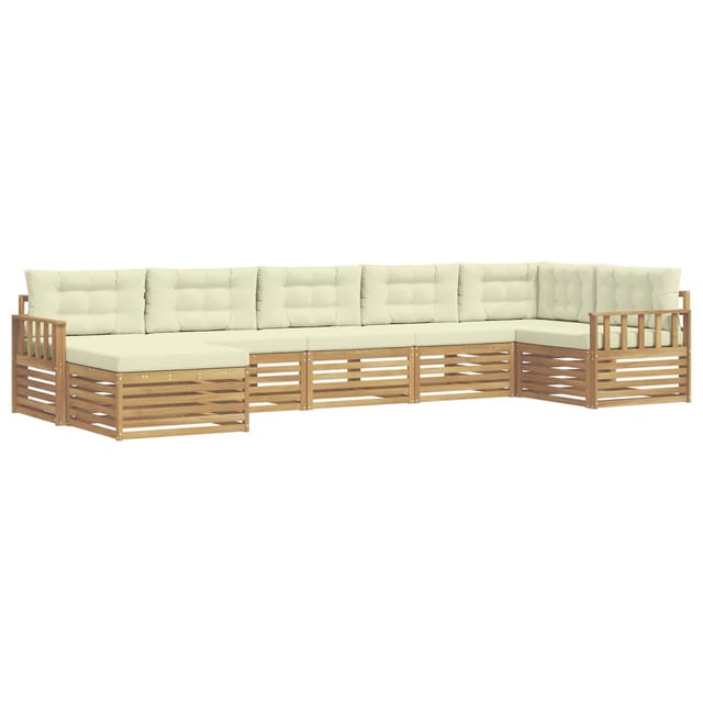 vidaXL Outdoor-Sofagarnitur mit Kissen 7 Stk Weiß und Creme 3390835