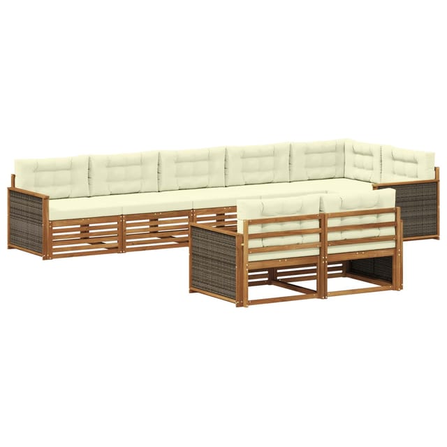 vidaXL Outdoor-Sofagarnitur mit Kissen 8 Stk Natur und Creme 3383498