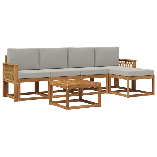 vidaXL Outdoor-Sofagarnitur 6 Stk Natur und Hellgrau Polyester 3385157
