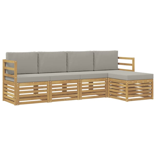 vidaXL Outdoor-Sofagarnitur 5 Stk Weiß und Hellgrau 3391656