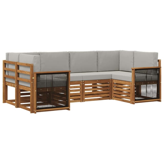 vidaXL Ecksofa Set mit Kissen 5 Stk Natur und Hellgrau 3384772