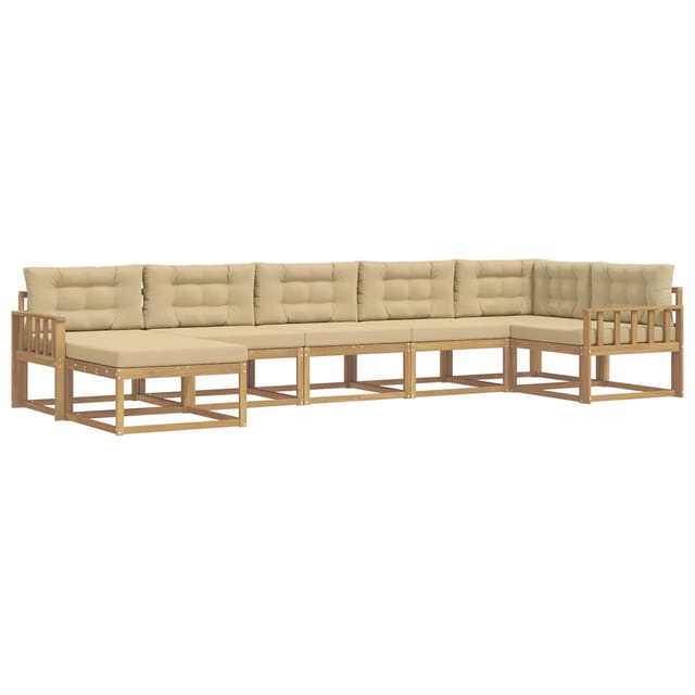 vidaXL Outdoor-Sofagarnitur mit Kissen 7 Stk Weiß und Beige 3386757