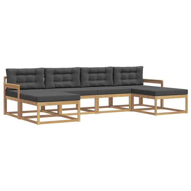 vidaXL Outdoor-Sofagarnitur mit Kissen 6 Stk Weiß und Anthrazit 3386821