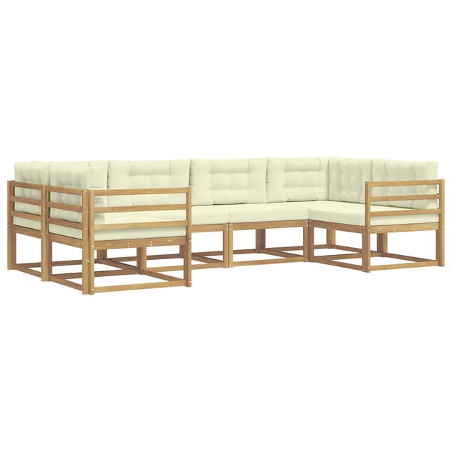 vidaXL Outdoor-Sofagarnitur mit Kissen 6 Stk Weiß und Creme 3386919