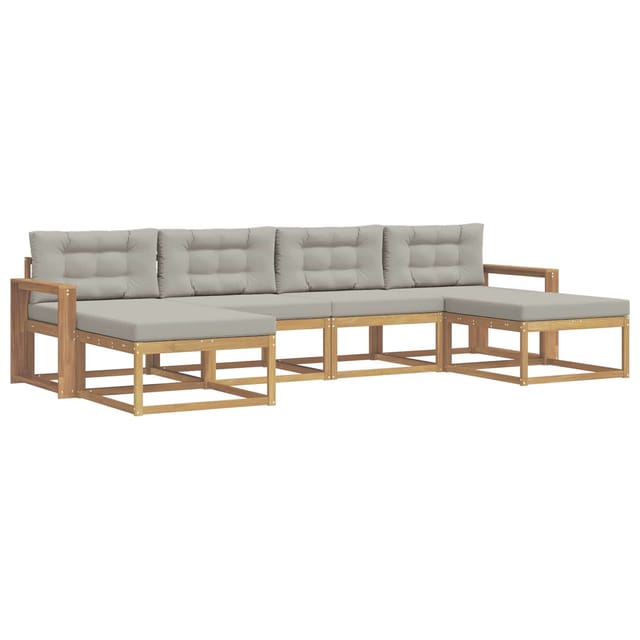 vidaXL Outdoor-Sofagarnitur mit Kissen 6 Stk Weiß und Hellgrau 3386835