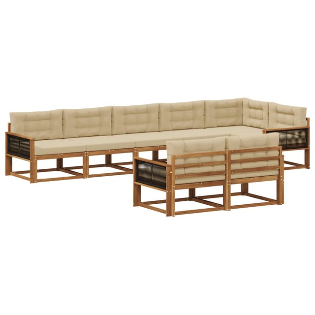 vidaXL Outdoor-Sofagarnitur mit Kissen 8 Stk Natur und Beige 3382666