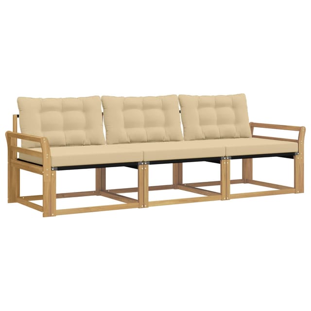 vidaXL Outdoor-Sofagarnitur mit Kissen 3 Stk Weiß und Beige 3388375