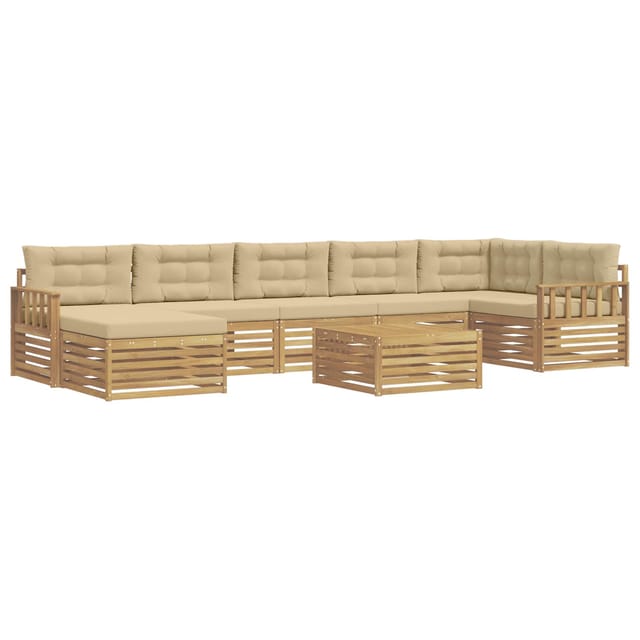vidaXL Outdoor-Sofagarnitur mit Kissen 8 Stk Weiß und Beige 3390878