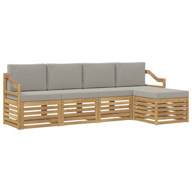 vidaXL Outdoor-Sofagarnitur 5 Stk Weiß und Hellgrau 3391691