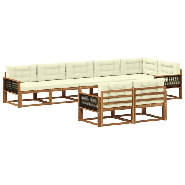 vidaXL Outdoor-Sofagarnitur mit Kissen 8 Stk Natur und Creme 3382663