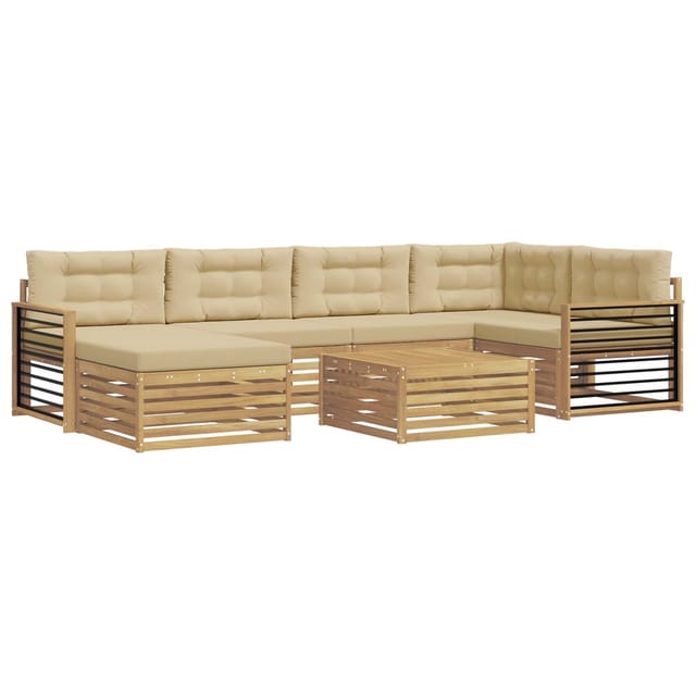 vidaXL Outdoor-Sofagarnitur mit Kissen 7 Stk Weiß und Beige 3390818
