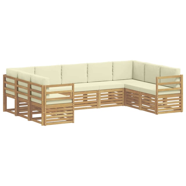 vidaXL Ecksofa Set mit Kissen 9 Stk Weiß und Creme Polyester 3392485