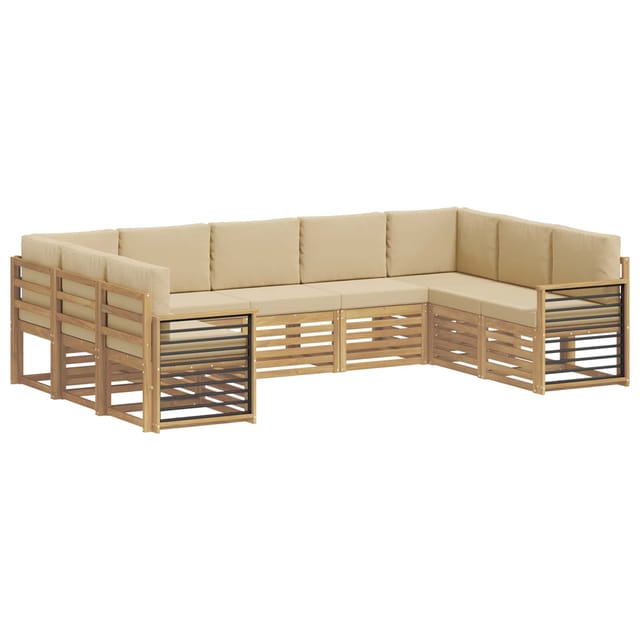 vidaXL Outdoor-Sofagarnitur 9 Stk Weiß und Beige 304 x 187,5 x 73 cm 3392518