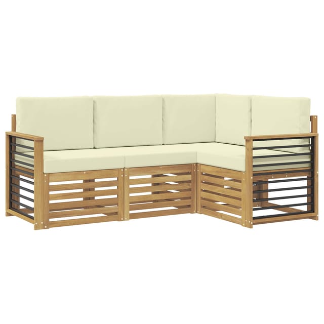 vidaXL Sofagarnituren mit Kissen 4 Stk Weiß und Creme Polyester 3391765