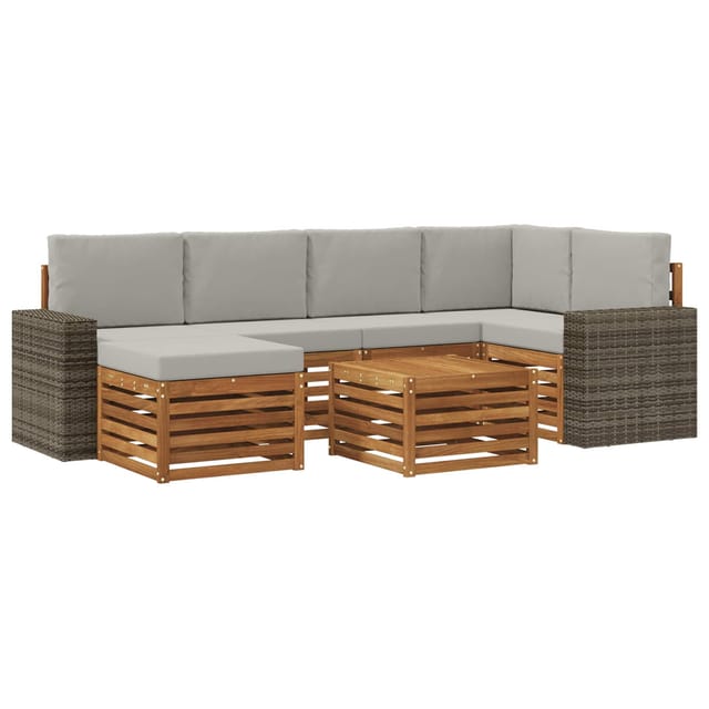 vidaXL Ecksofa Set mit Kissen 7 Stk Natur und Hellgrau 3384607