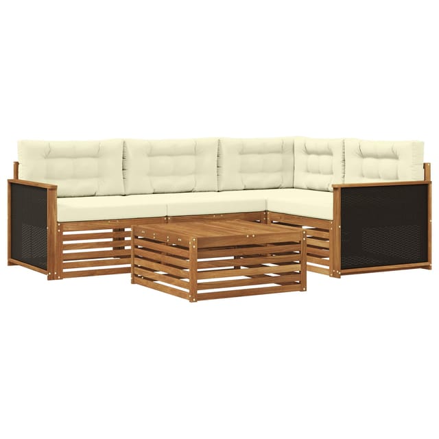 vidaXL Outdoor-Sofagarnitur 5 Stk Natur und Creme 79 x 79 x 37 cm 3383313
