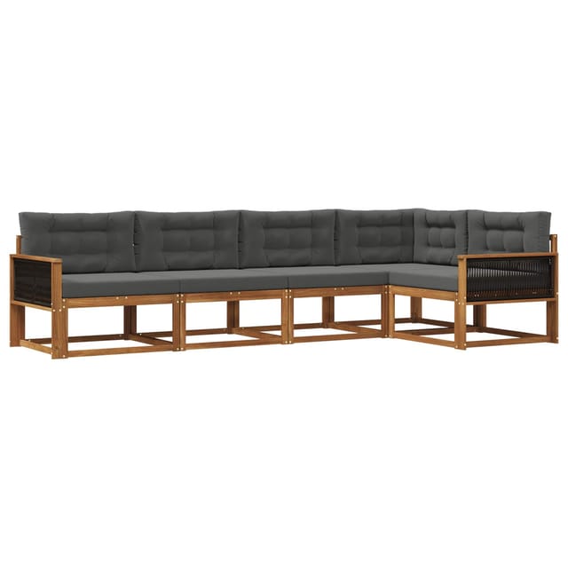 vidaXL Outdoor-Sofagarnitur mit Kissen 5 Stk Natur und Anthrazit 3382565