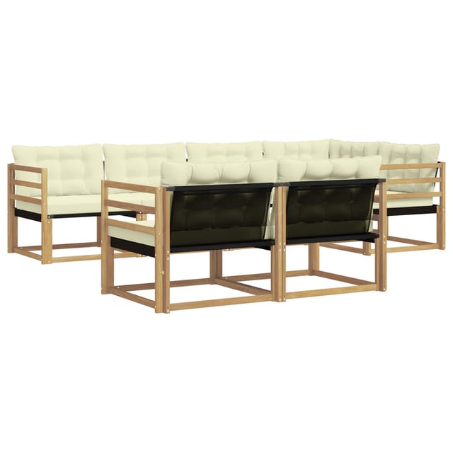 vidaXL Outdoor-Sofagarnitur mit Kissen 7 Stk Weiß und Creme 3388768