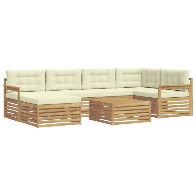 vidaXL Outdoor-Sofagarnitur mit Kissen 7 Stk Weiß und Creme 3390790