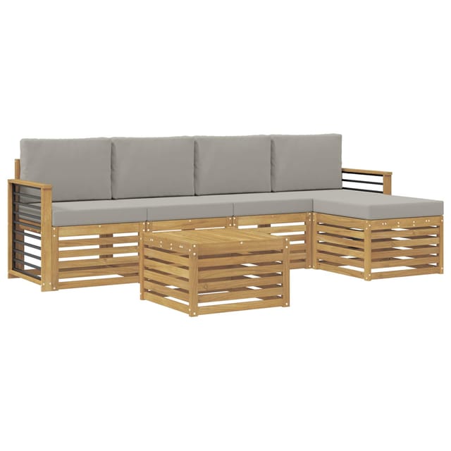 vidaXL Outdoor-Sofagarnitur 6 Stk Weiß und Hellgrau 59 x 59 x 37 cm 3391726
