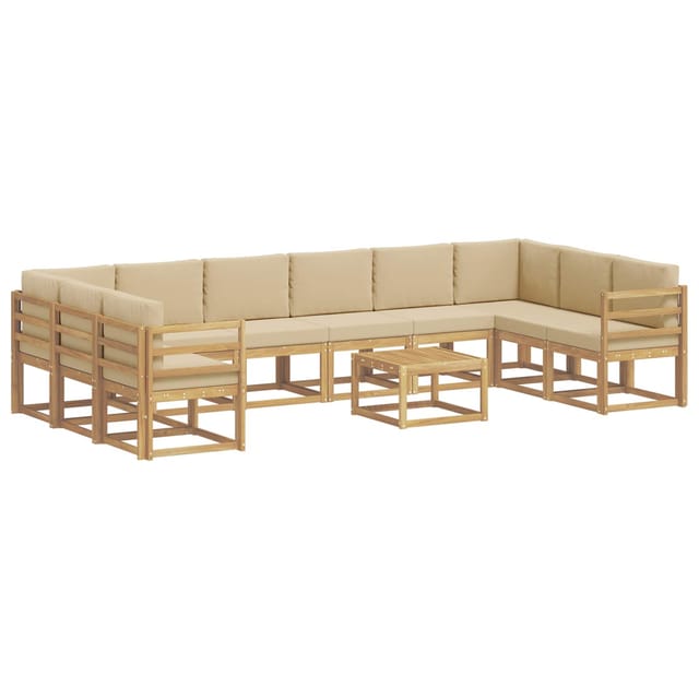 vidaXL Outdoor-Sofagarnitur mit Kissen 11 Stk Weiß und Beige 3388312