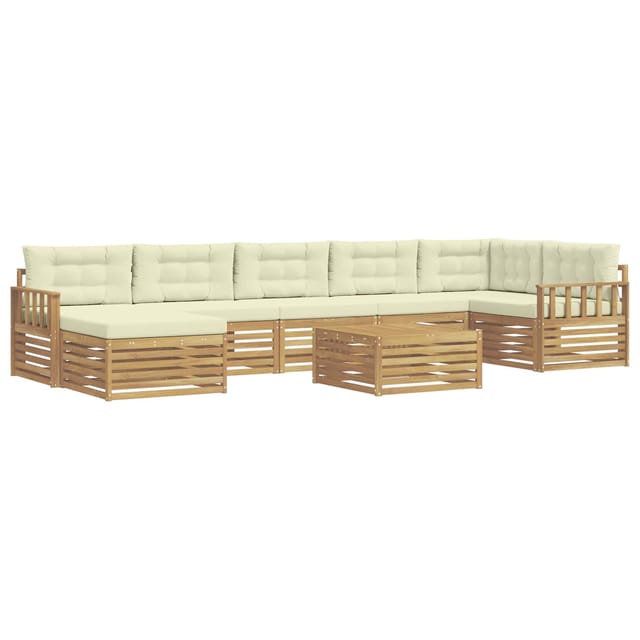 vidaXL Outdoor-Sofagarnitur mit Kissen 8 Stk Weiß und Creme 3390875