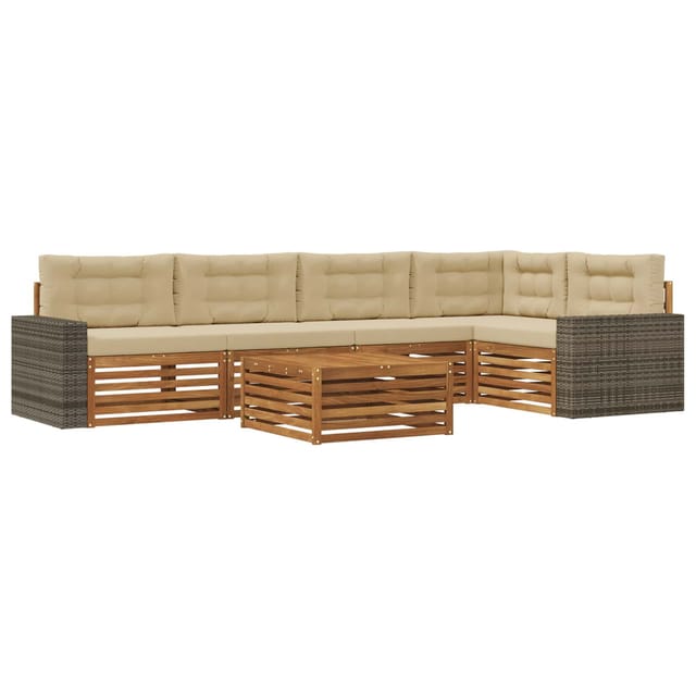 vidaXL Outdoor-Sofagarnitur 6 Stk Natur und Beige 79 x 79 x 37 cm 3383401