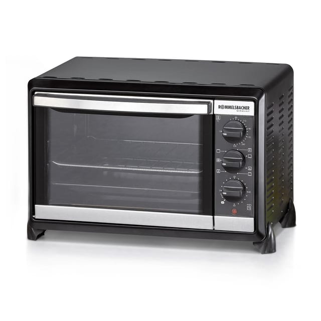 ROMMELSBACHER BG 1250 EX Kleinbackofen, schwarz mit Pizzastein & Umluft