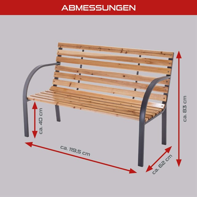 Gartenbank PX-GB-1 Practixx - 2-Sitzer Bank | 120cm Länge | 160kg belastbar | Holz-Anthrazit | stabi