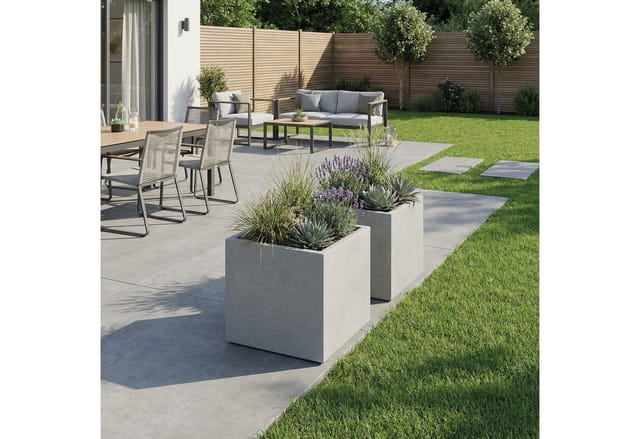 Pflanzwerk® Pflanzkübel Pflanzkübel CUBE - (Granit Grau) - 23cm x 23cm x 23cm, Lotus-Effekt - Handgefertigt - Eckig - Frostbeständig