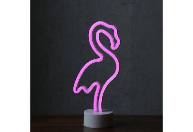 SATISFIRE LED Dekolicht LED NEON Figur FLAMINGO Neonlicht Schild Leuchtfigur Batterie USB 30cm, LED Classic, pink