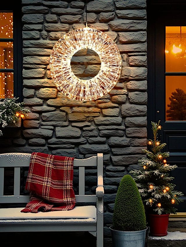 Arnusa LED Dekolicht Leuchtkranz 800 LED 50cm Lichterkranz Weihnachtsbeleuchtung mit Timer, Ein- Aus, LED fest integriert, warmweiß, Kranz für Innen und Außen mit 3 Meter Kabel Weihnachtskranz