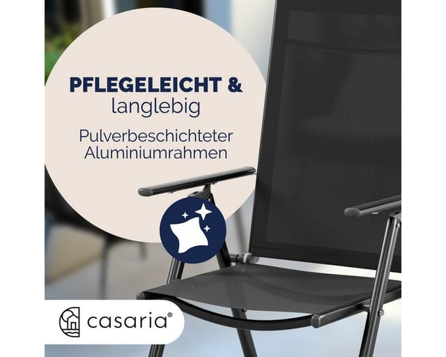 Casaria Gartenstuhl, Hochlehner Klappbar 8-Fach Verstellbar Alu Wetterfest 120kg Belastbar