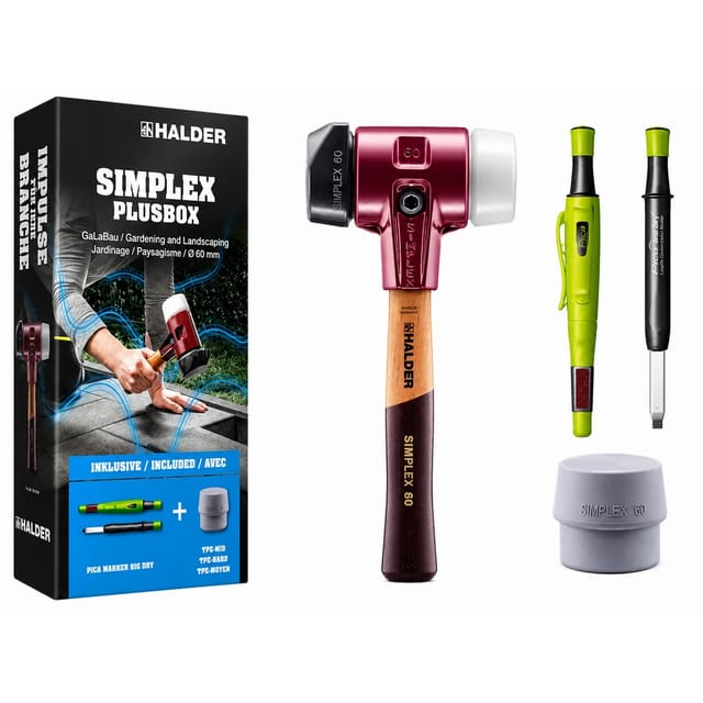 HALDER SIMPLEX Plusbox GaLaBau Ø 60 mm Superplastik / Gummi / TPE-mid + Pica Big Dry Marker | Gravur möglich