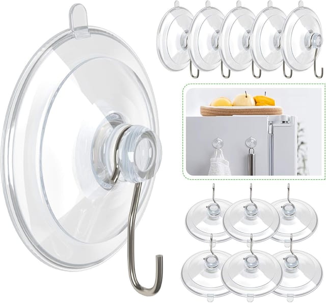 1,77 Zoll (ca. 4,9 Cm) Großer, Transparenter Pvc-saugnapfhaken Mit Abnehmbarem Metallhaken, Kleiner Saugnapf Für Dusche, Badezimmer, Küchenwand, Fenster, Glastür, 12er-packung