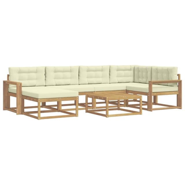 Outdoor-sofagarnitur 7 Pcs Weiß Und Creme Vidaxl
