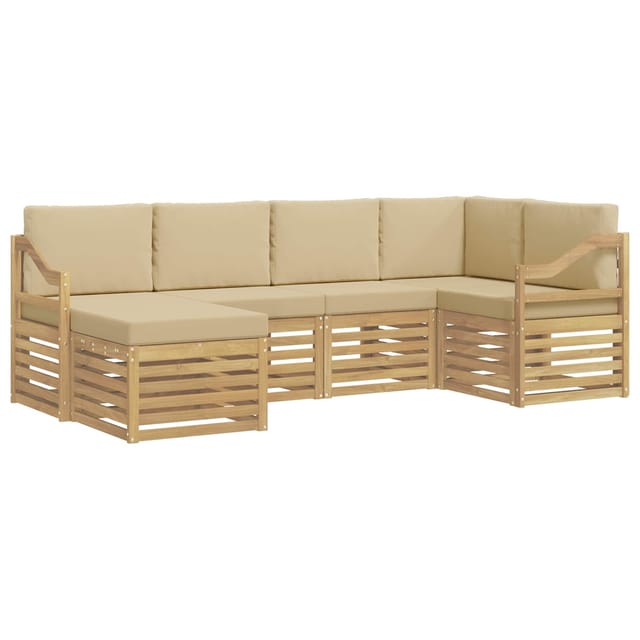Outdoor-sofagarnitur 6 Pcs Weiß Und Beige Polyester Vidaxl