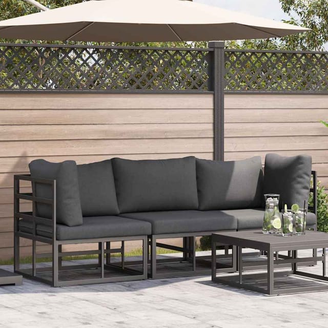 Gartenmöbel Mit Kissen 3 Stück Schwarz Und Anthrazit Metall