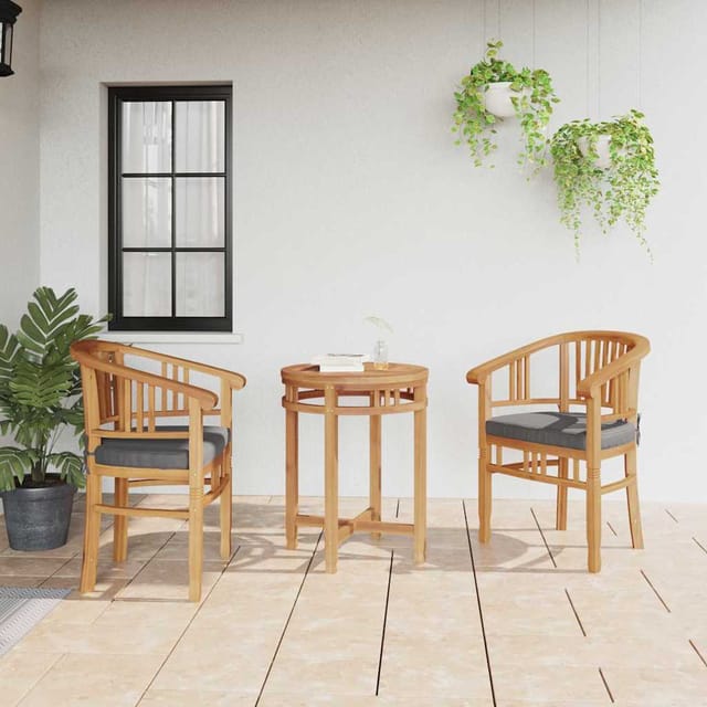 Stuhl Mit Kissen 2 Pcs Braun 63 X 58 X 89 Cm Massivholz Teak