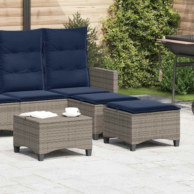 Gartenhocker Mit Kissen 2 Stk. Grau 55x55x36 Cm Poly Rattan