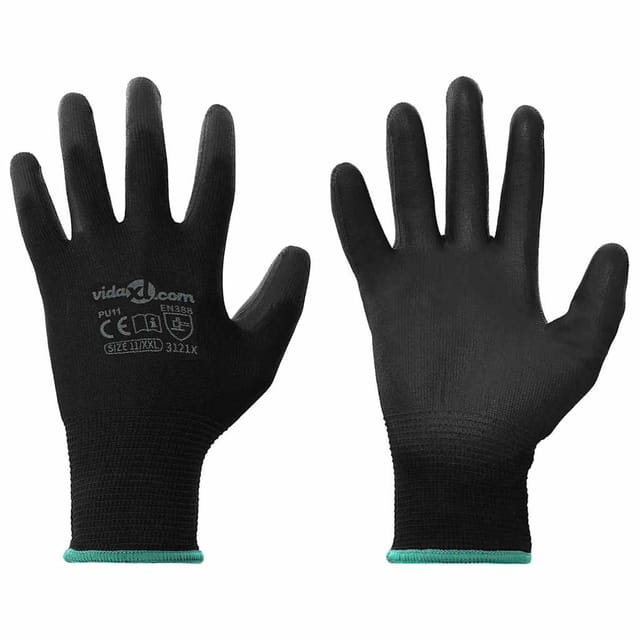 Arbeitshandschuhe 24 Pcs Schwarz 11 / Xxl Polyester