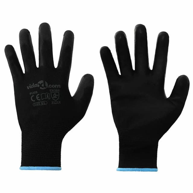 Arbeitshandschuhe 24 Pcs Schwarz 9 / L Polyester