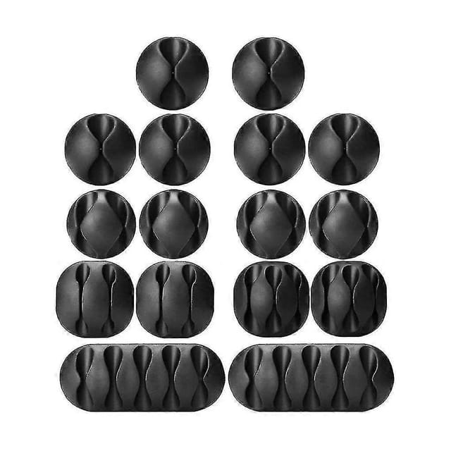 Packung Mit 16 Schwarzen Selbstklebenden Kabelbindern, Ideal Zum Ordnen Von Kabeln Und Leitungen Zu Hause, Im Büro, Im Auto Oder Auf Dem Schreibtisch.
